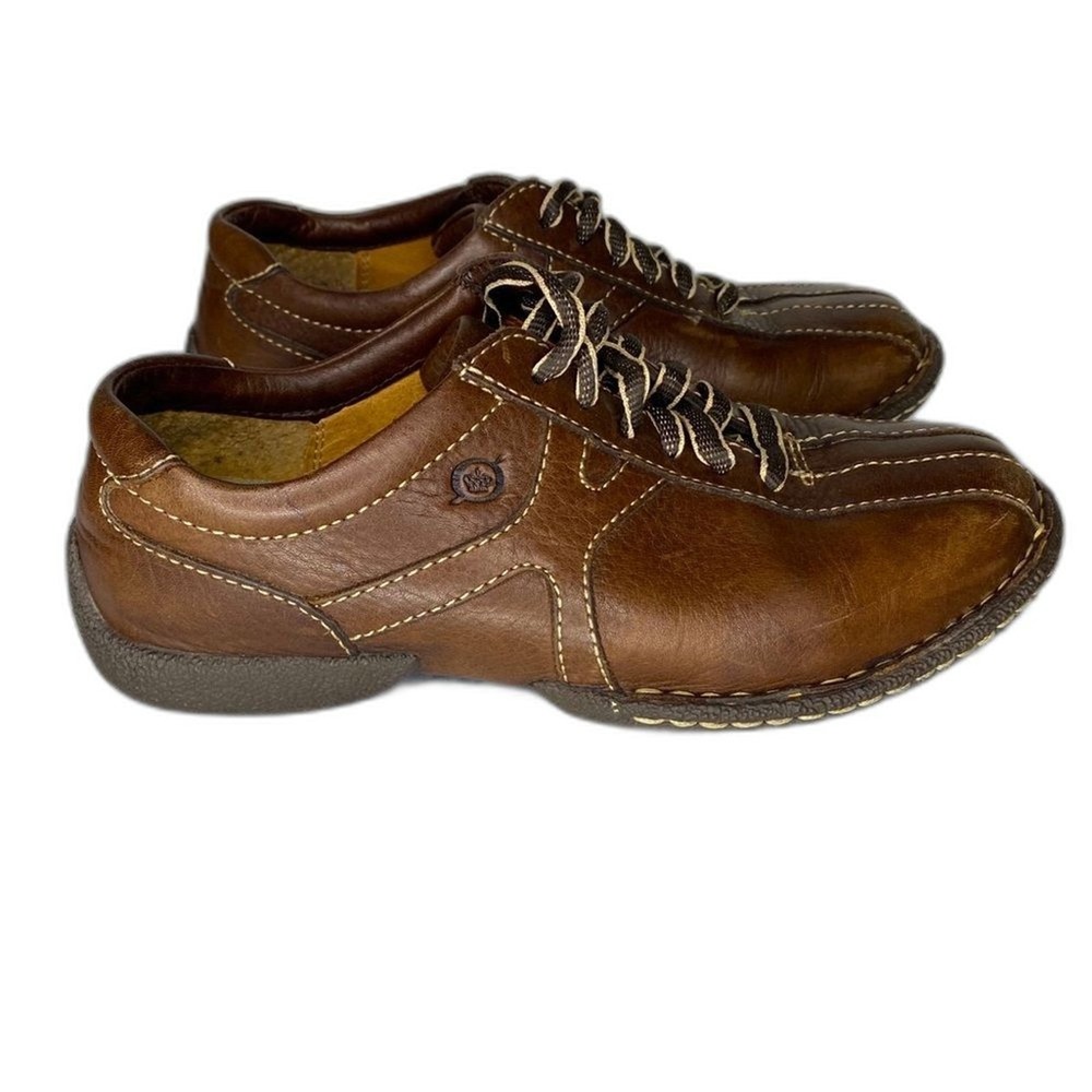 Born Womens Oxfords Leather Shoes Size 6.5 37 Brown Lace Up Comfort Walking W979